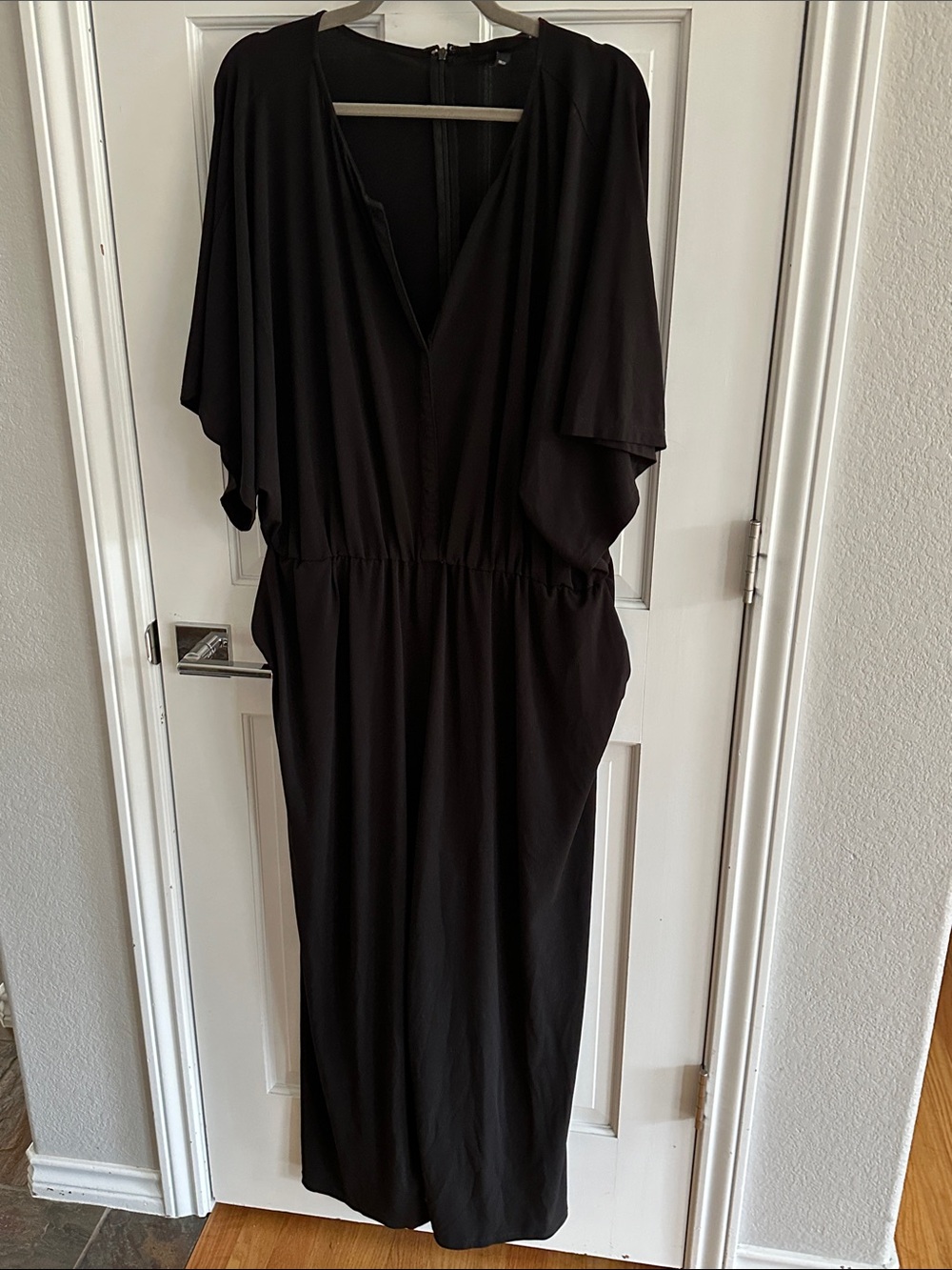 Lane Bryant Black V-Neck Elastic-Waist Jumpsuit